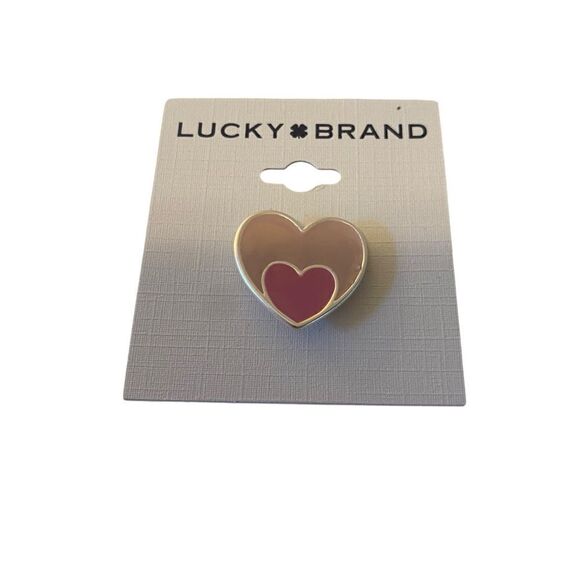 Pretty Two-Tone Pink & Matte Silver Heart Pin. - Picture 1 of 5